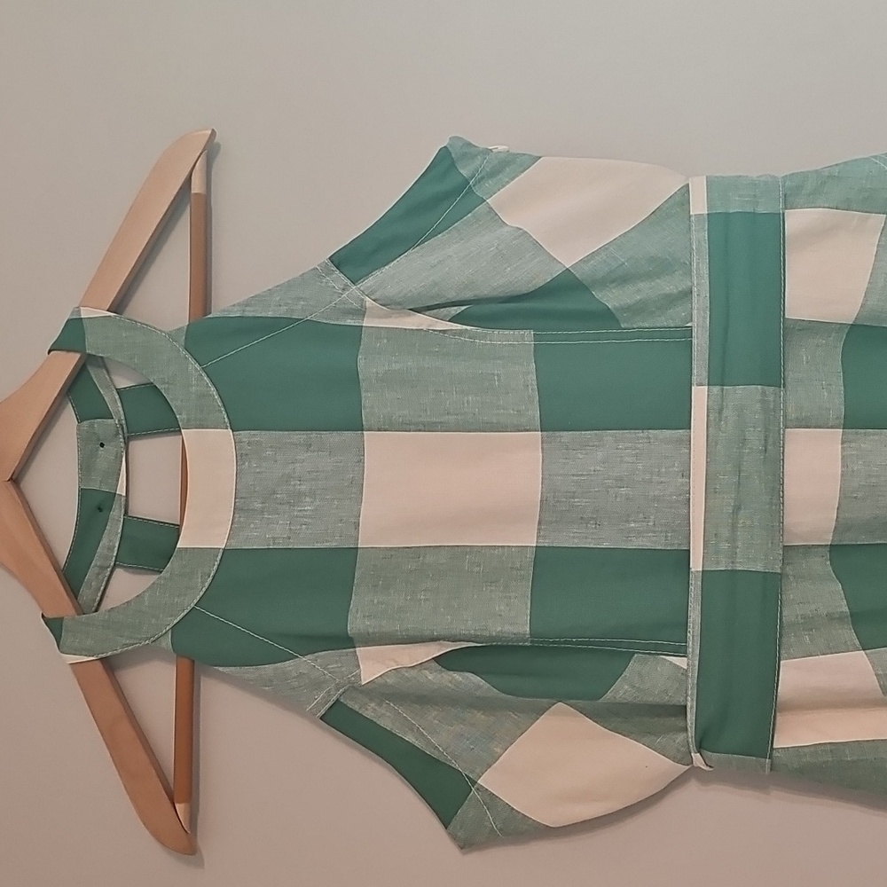 Maeve by Anthropologie Sun Dress Green & White Gingham Checks, Size 14, NWT! - Picture 3 of 17